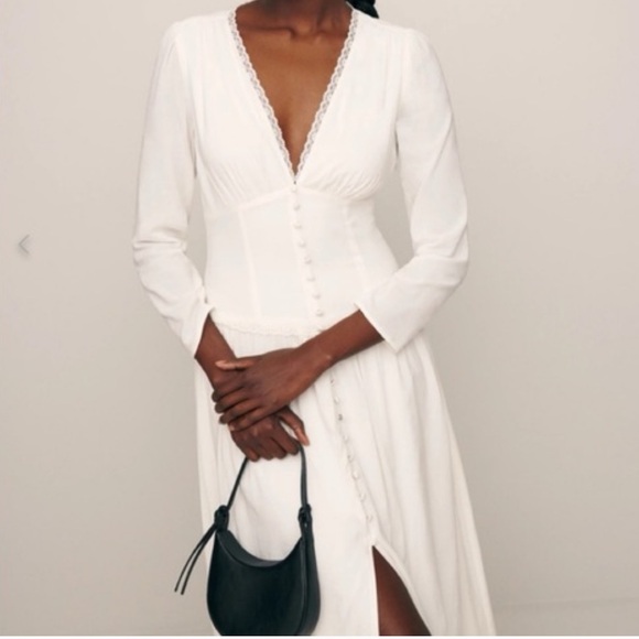 Reformation Dresses & Skirts - Reformation Lilla Midi Cream Long Sleeve Dress